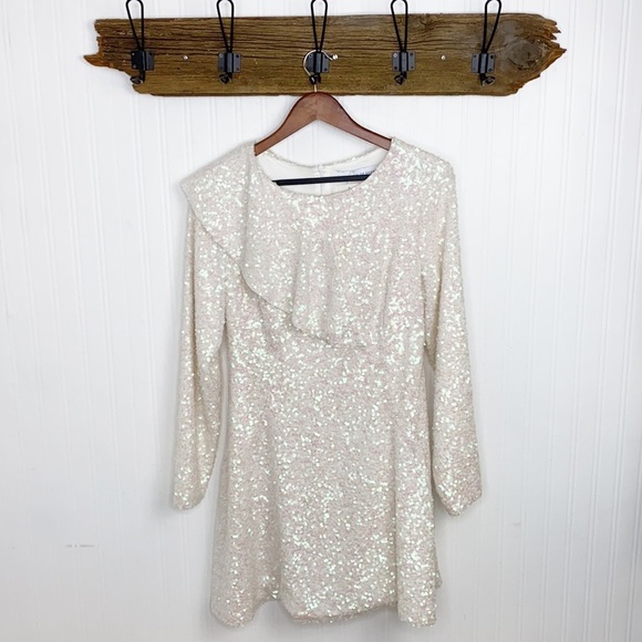 Walk of Shame Allover Sequin Dress Asymmetrical Ruffle NEW WITH TAGS - Picture 12 of 13